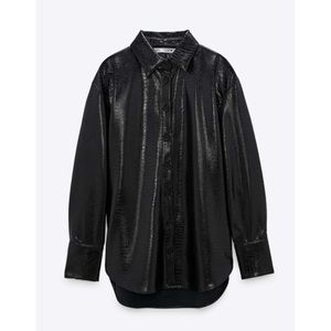 ZARA Black faux leather overshirt - shacket